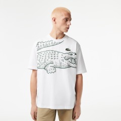 Мужская футболка Lacoste свободного кроя с круглым вырезом и принтом
