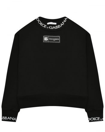 Свитшот с логотипом по горловине, черный Dolce&Gabbana