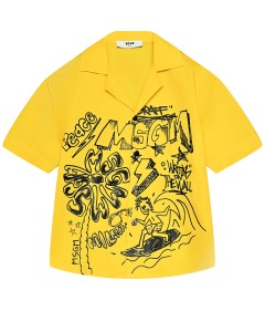 Рубашка с принтом "пальма", желтая MSGM