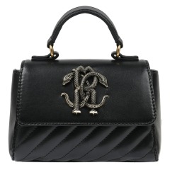 Черная стеганая сумка с лого Roberto Cavalli