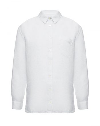 Льняная рубашка с длинными рукавами, белая 120% Lino