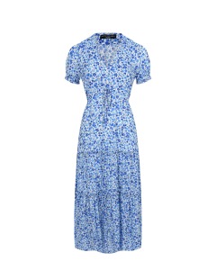 Голубое платье с мелким цветочным принтом Pietro Brunelli