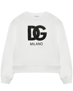 Свитшот с черным логотипом на груди, белый Dolce&Gabbana