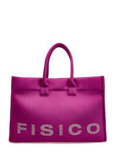 Мягкая сумка-шоппер с логотипом из мерцающих стразов