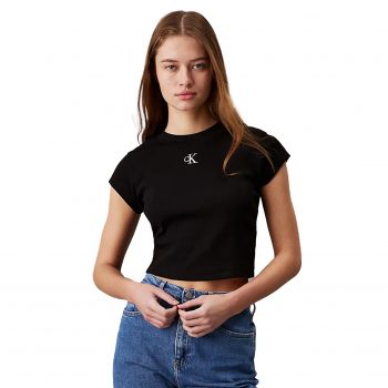 Slim Cropped Ribbed T-Shirt